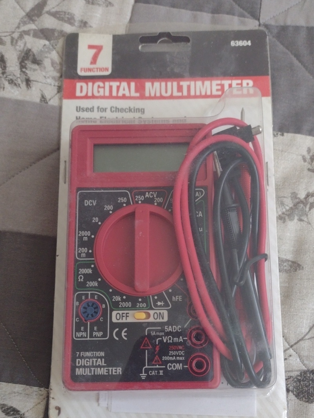 Digital Multimeter Tester with Probes - Red and Black